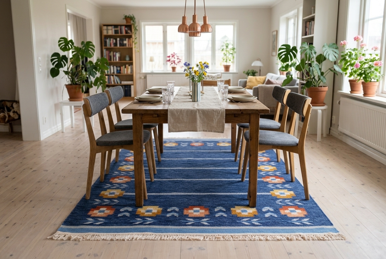 New Haga Blå Handvävd Röllakan - Bild 3